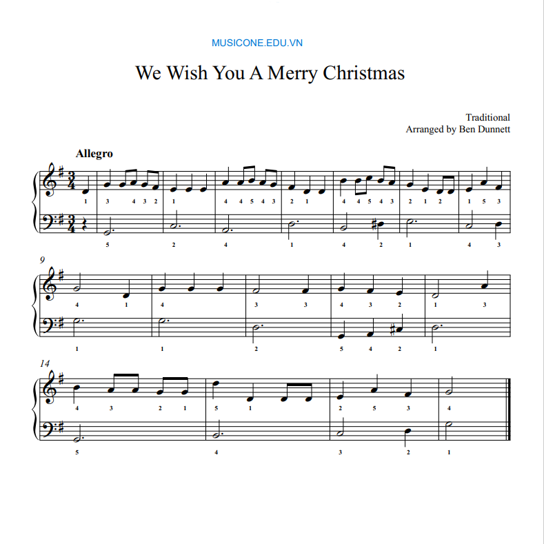 Ben Dunnett -We Wish You A Merry Christmas sheet music for piano